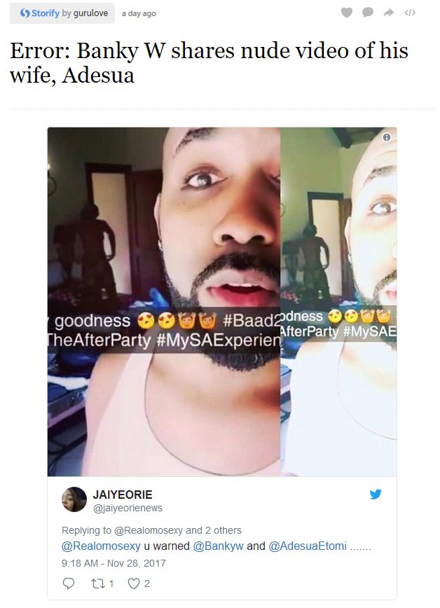 Oops! Too Early, Banky W Mistakenly Shares Adesuas Nak€d